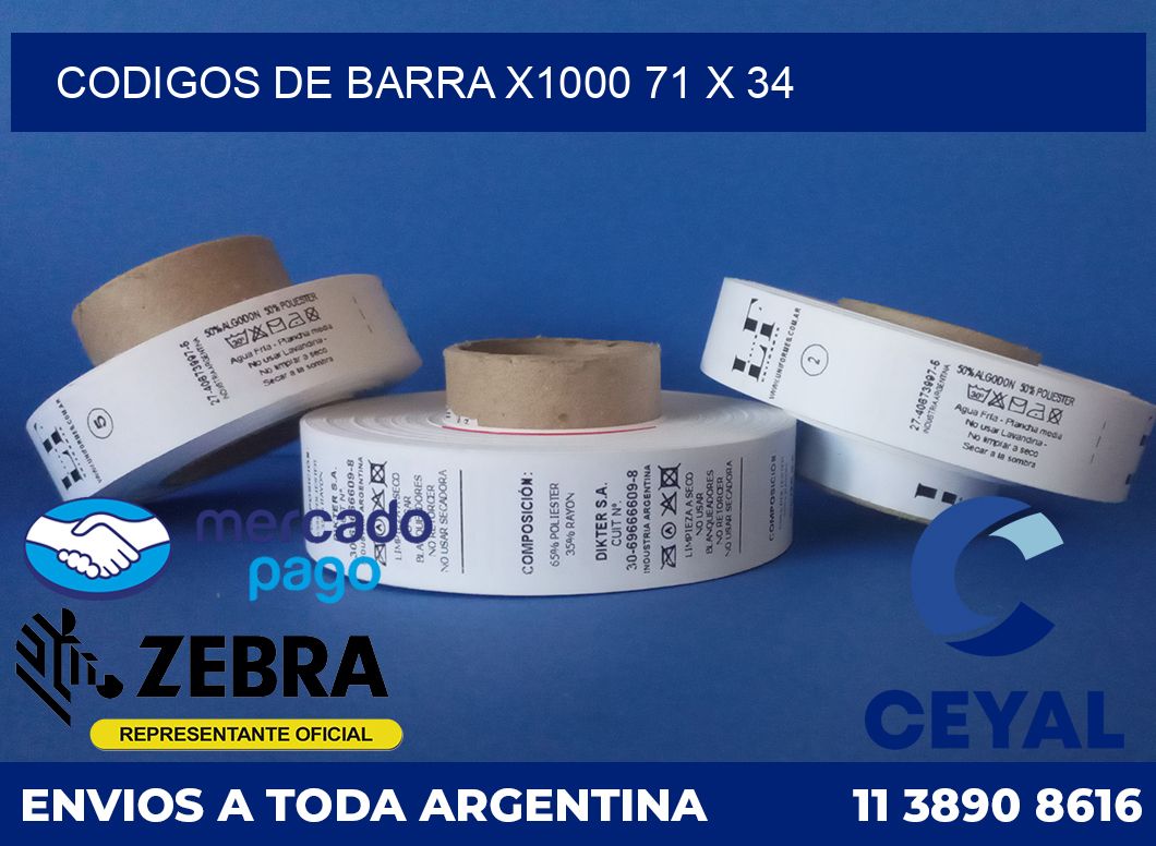 Codigos de barra x1000 71 x 34