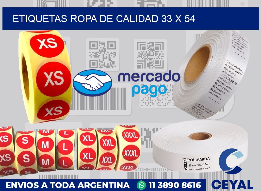 Etiquetas ropa de calidad 33 x 54