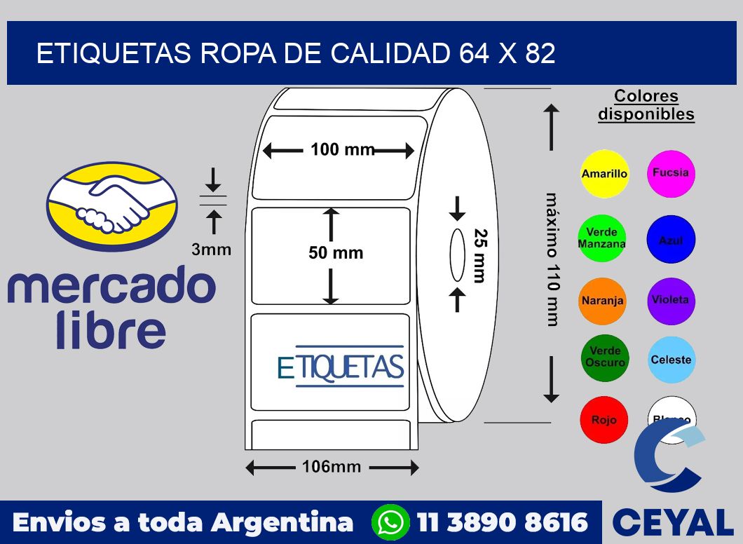 Etiquetas ropa de calidad 64 x 82