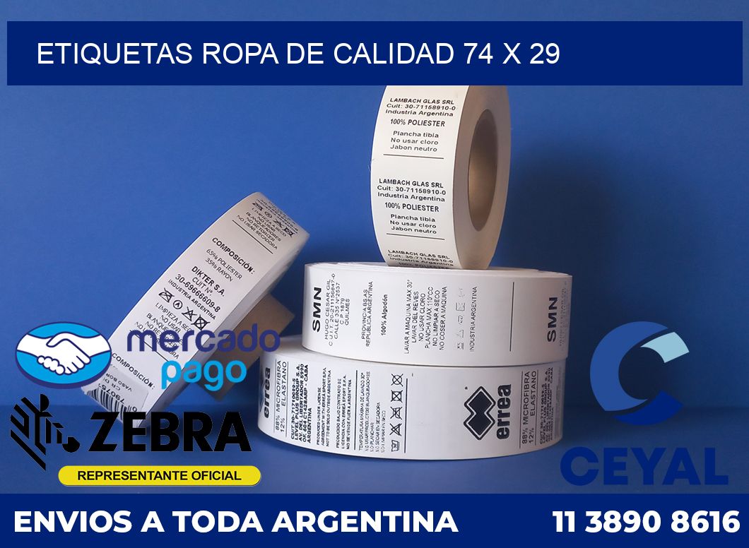 Etiquetas ropa de calidad 74 x 29
