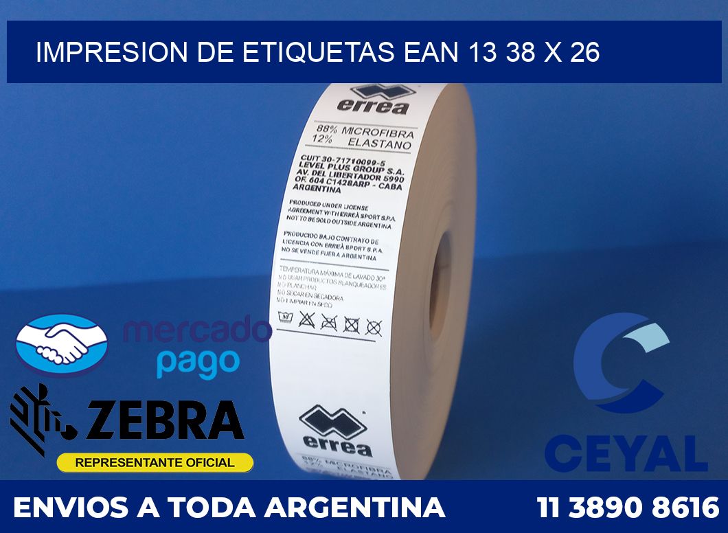 Impresion de etiquetas EAN 13 38 x 26