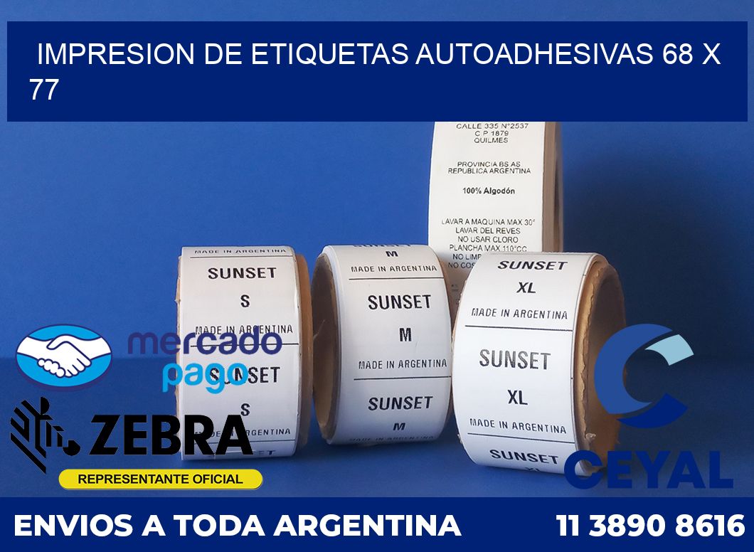 Impresion de etiquetas autoadhesivas 68 x 77