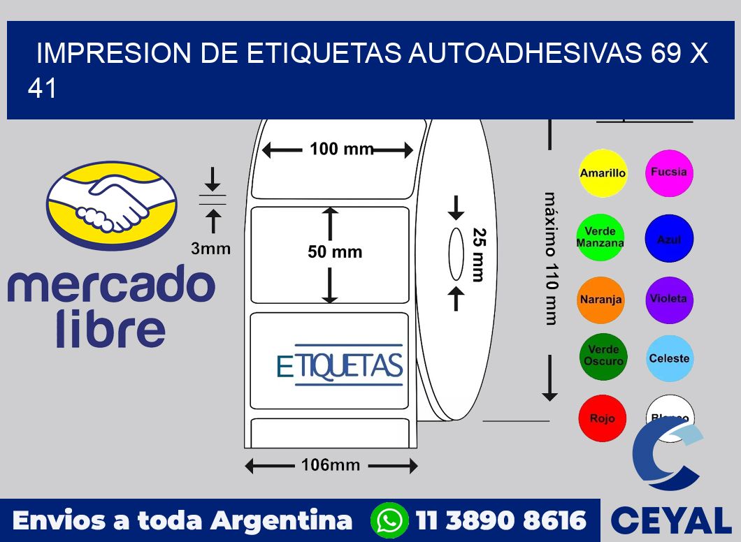 Impresion de etiquetas autoadhesivas 69 x 41