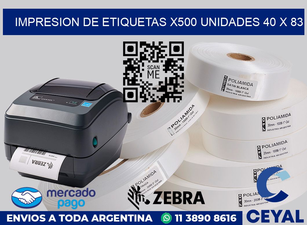 Impresion de etiquetas x500 unidades 40 x 83