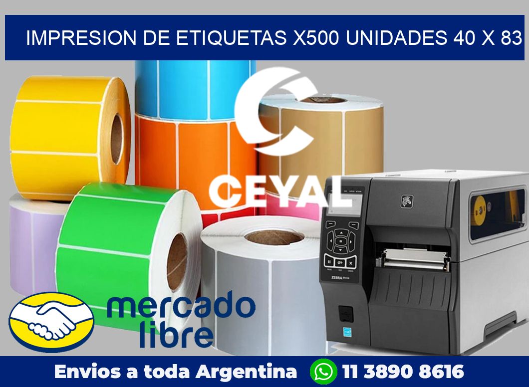 Impresion de etiquetas x500 unidades 40 x 83