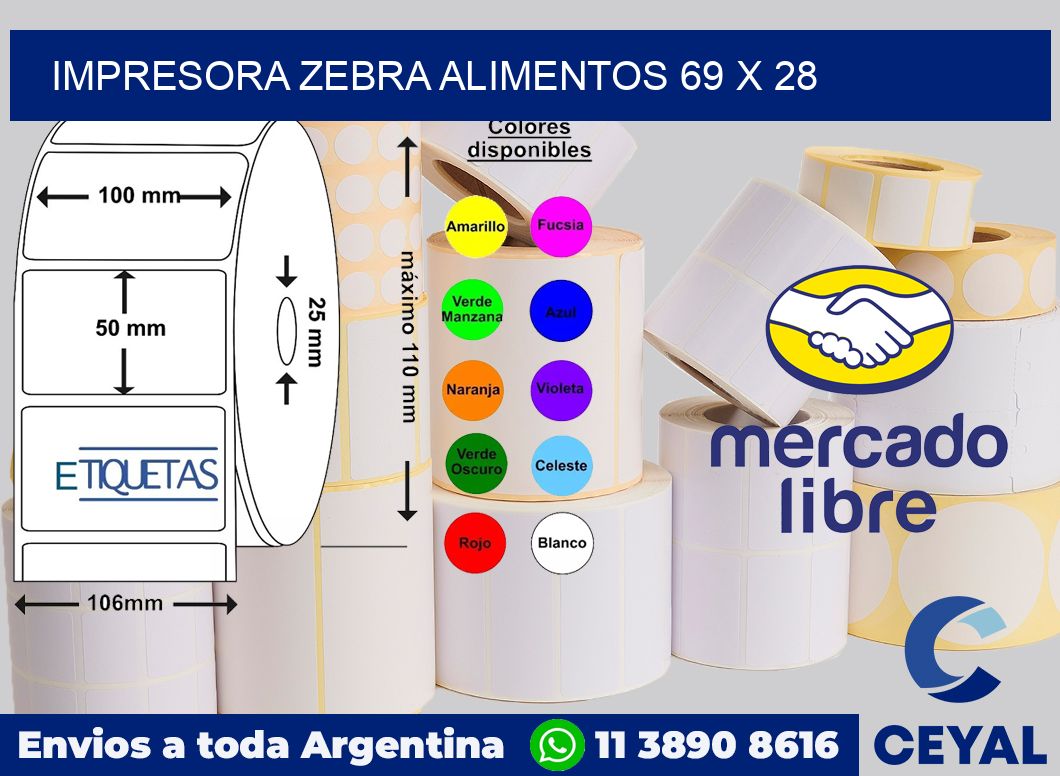 Impresora Zebra alimentos 69 x 28