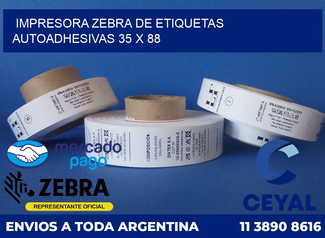 Impresora Zebra de etiquetas autoadhesivas 35 x 88