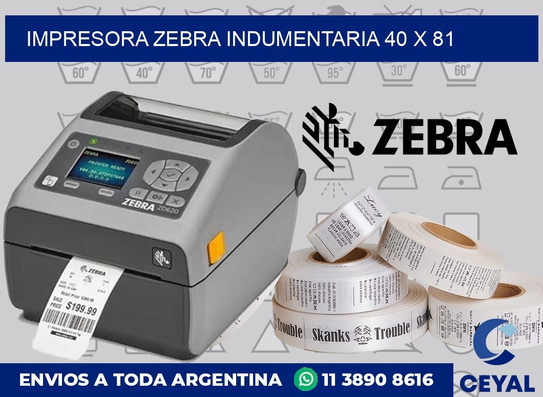 Impresora Zebra indumentaria 40 x 81