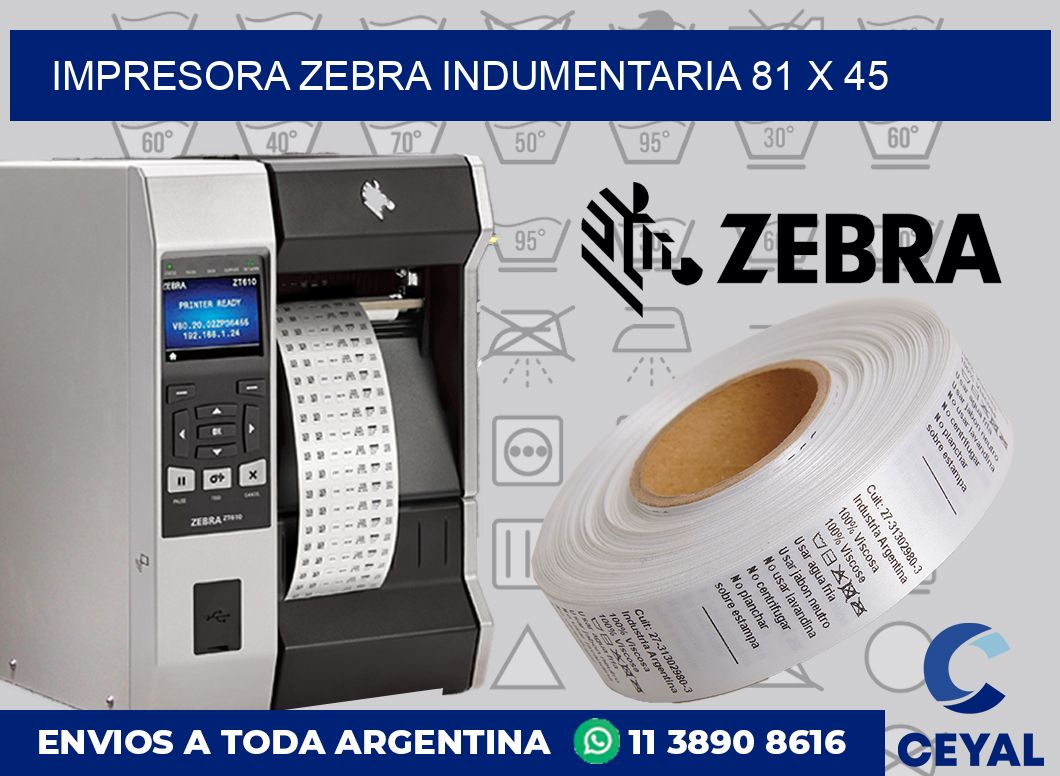 Impresora Zebra indumentaria 81 x 45