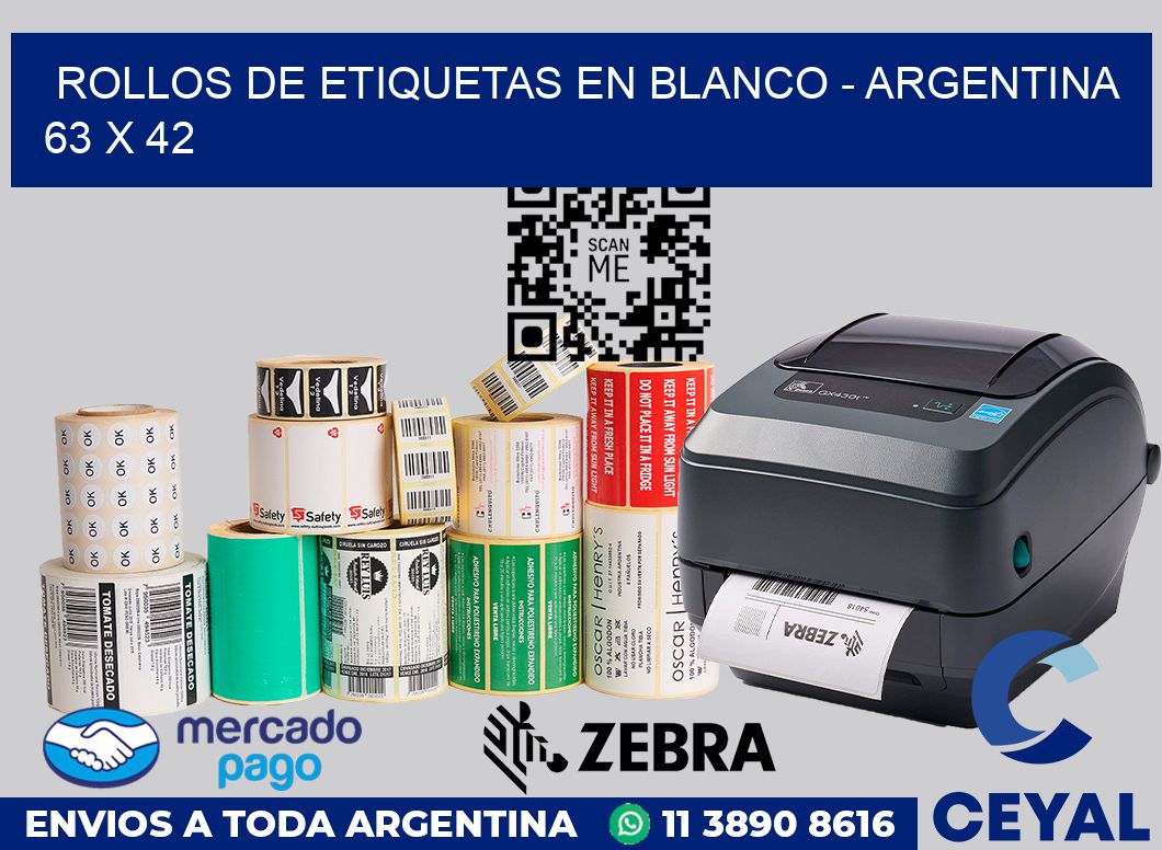 Rollos de etiquetas en blanco - Argentina 63 x 42