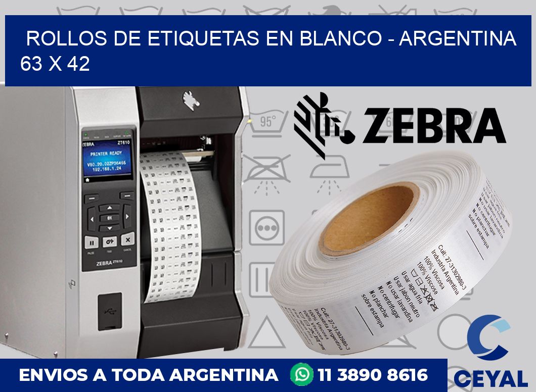 Rollos de etiquetas en blanco - Argentina 63 x 42