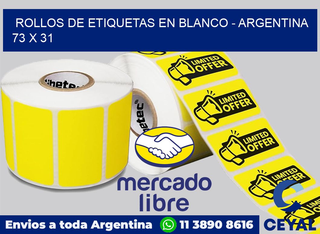 Rollos de etiquetas en blanco - Argentina 73 x 31