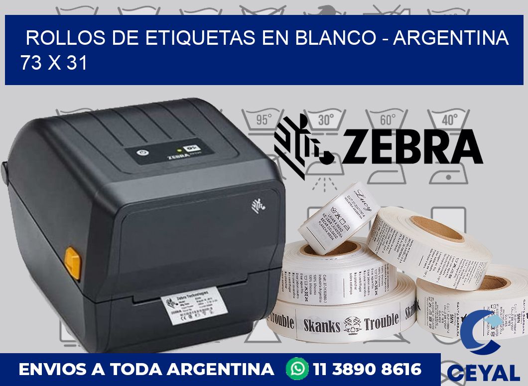 Rollos de etiquetas en blanco – Argentina 73 x 31