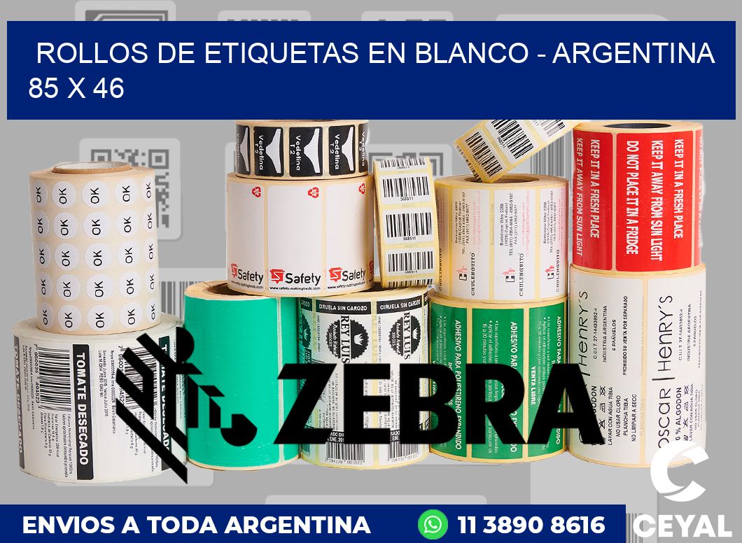 Rollos de etiquetas en blanco - Argentina 85 x 46