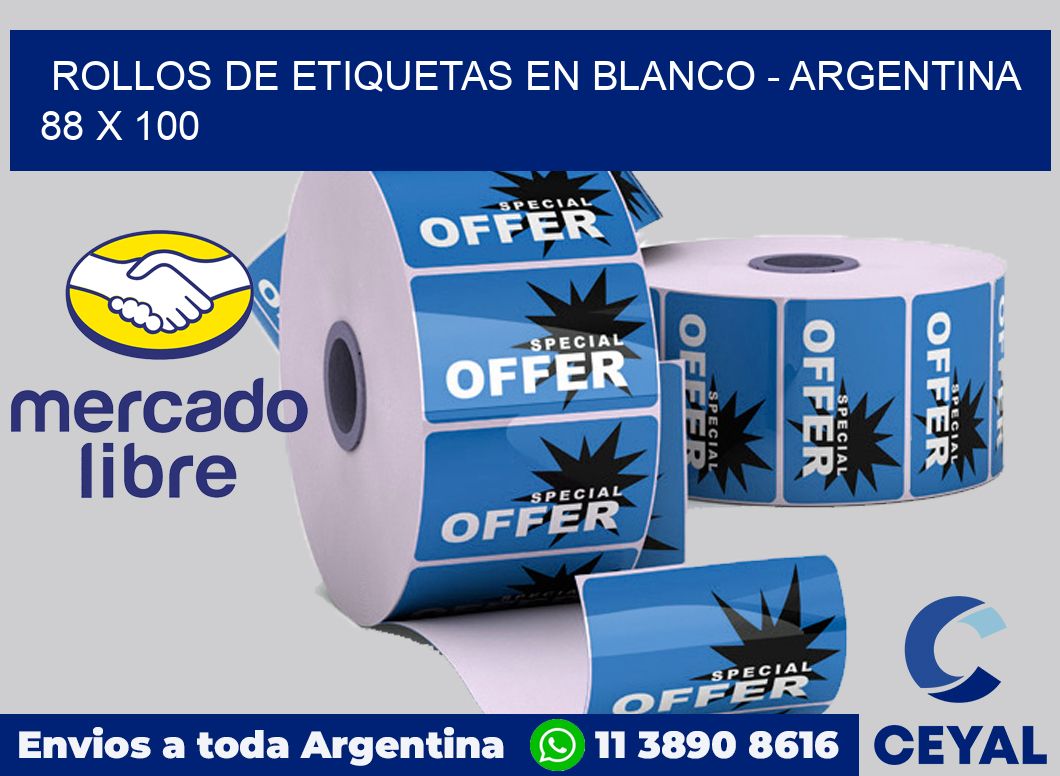 Rollos de etiquetas en blanco - Argentina 88 x 100