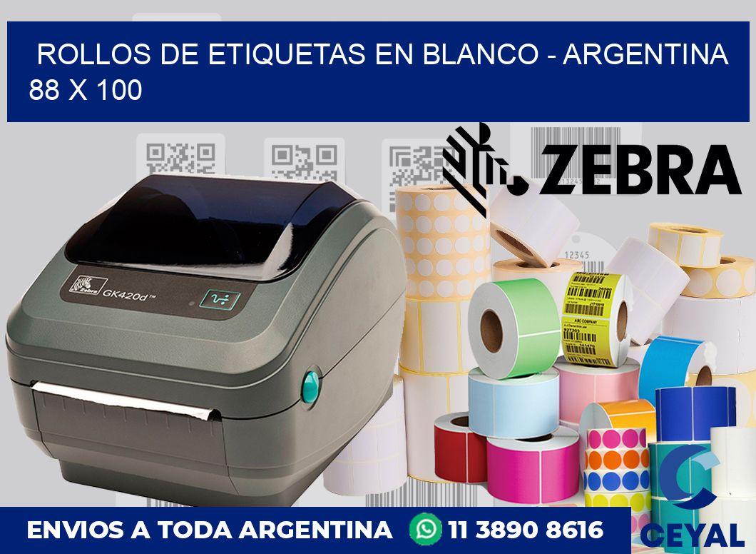 Rollos de etiquetas en blanco – Argentina 88 x 100