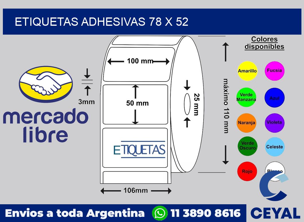 etiquetas adhesivas 78 x 52