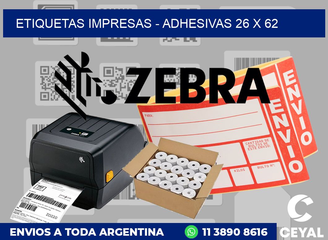 etiquetas impresas - Adhesivas 26 x 62