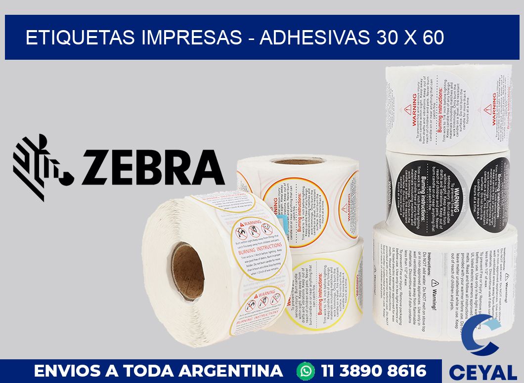 etiquetas impresas - Adhesivas 30 x 60