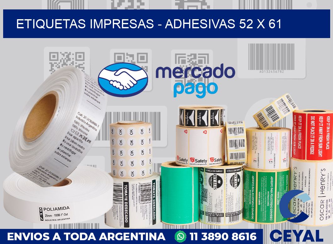 etiquetas impresas - Adhesivas 52 x 61