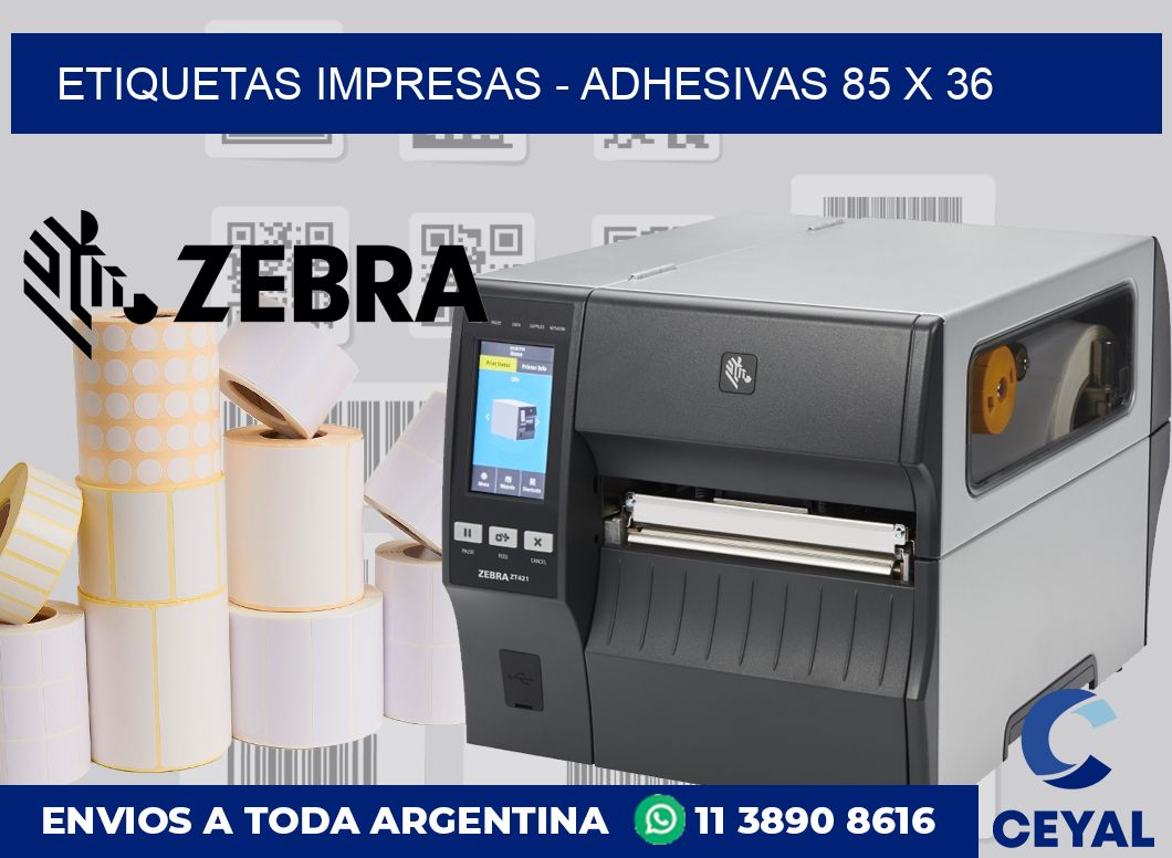 etiquetas impresas - Adhesivas 85 x 36