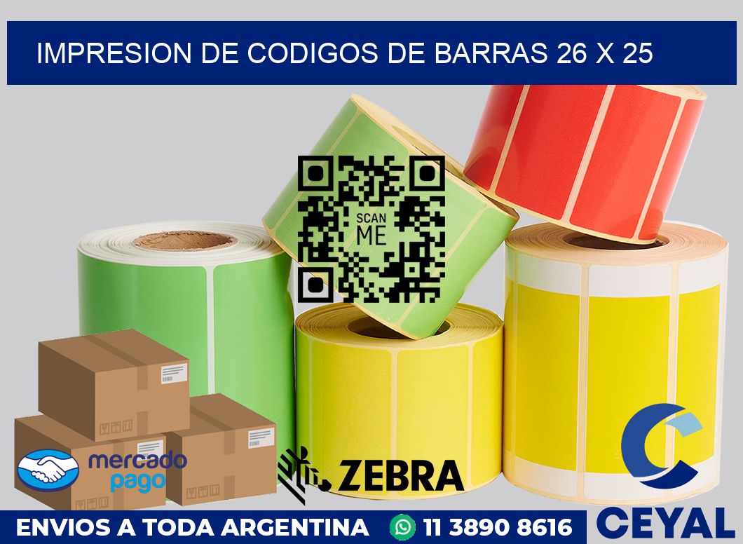 impresion de codigos de barras 26 x 25