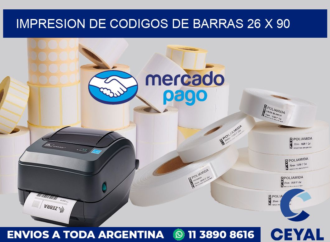 impresion de codigos de barras 26 x 90