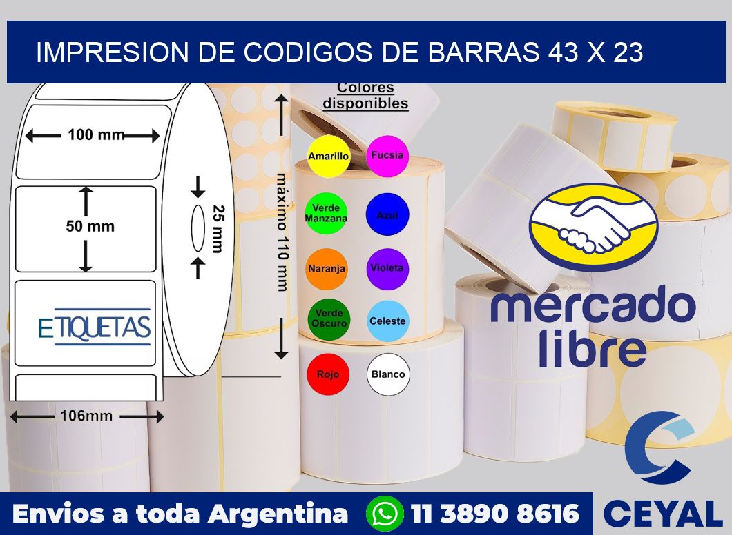 impresion de codigos de barras 43 x 23