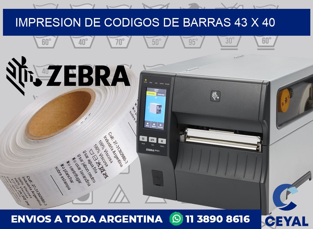 impresion de codigos de barras 43 x 40