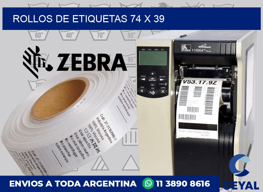 rollos de etiquetas 74 x 39
