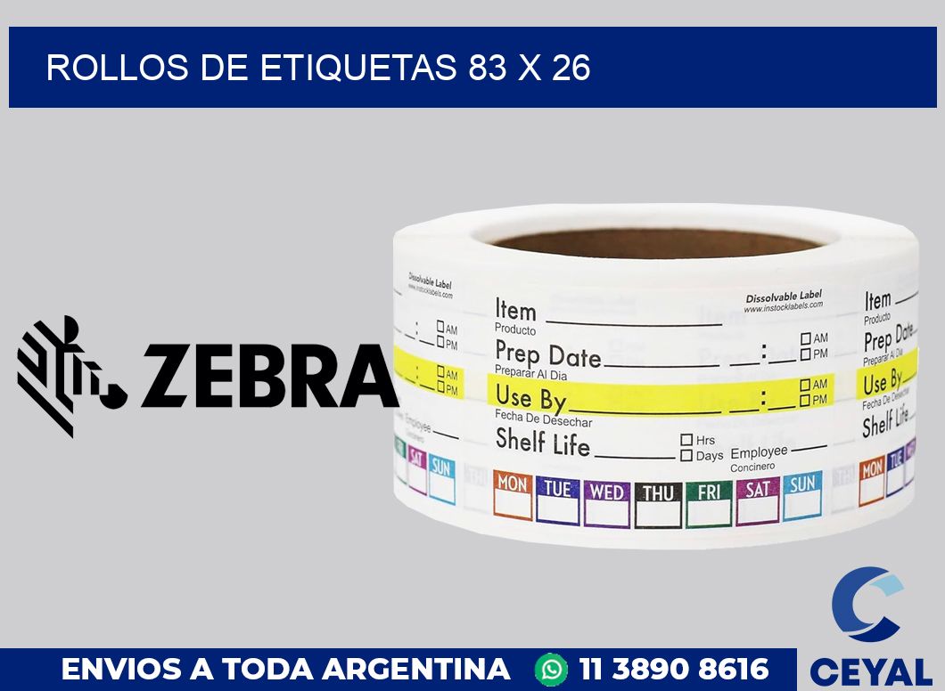 rollos de etiquetas 83 x 26