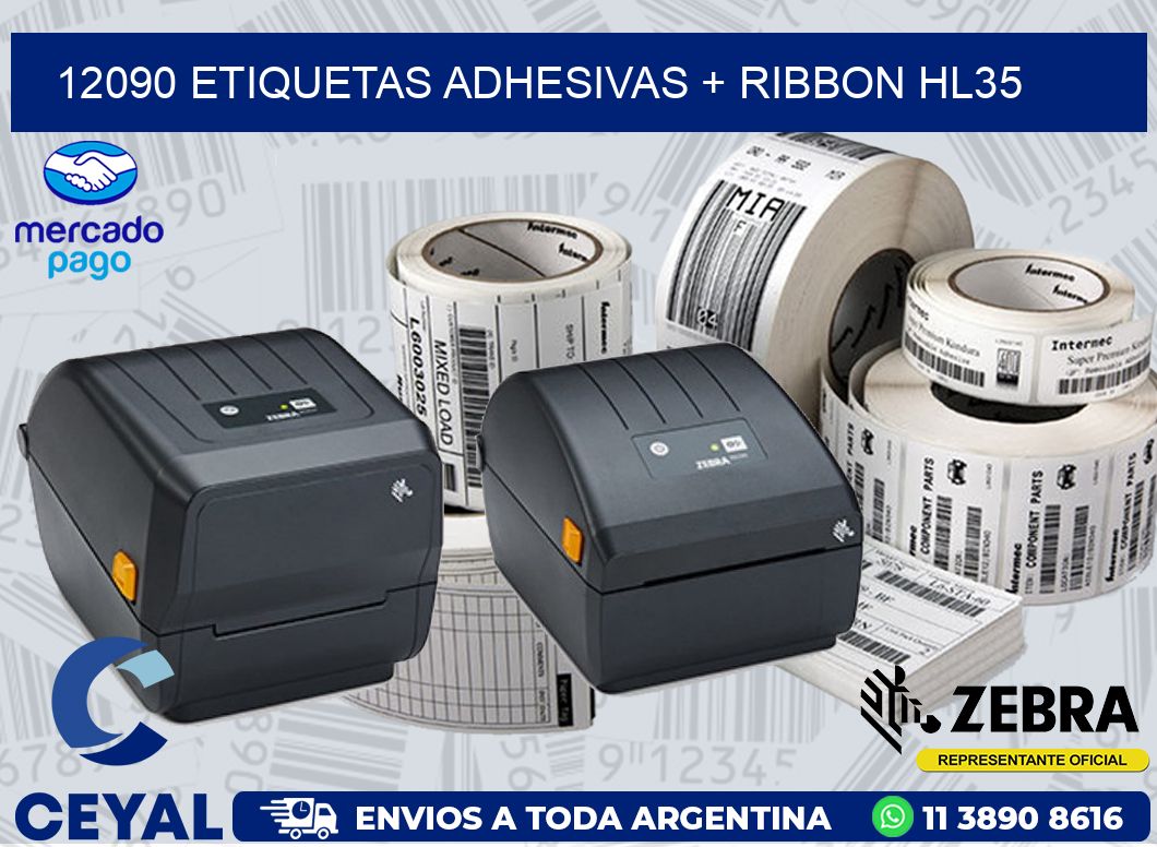 12090 ETIQUETAS ADHESIVAS + RIBBON HL35
