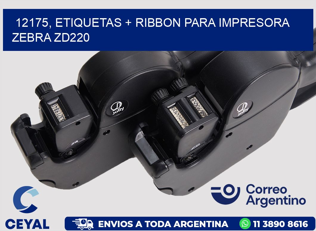 12175, etiquetas + ribbon para impresora zebra zd220