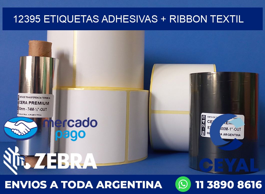 12395 ETIQUETAS ADHESIVAS + RIBBON TEXTIL