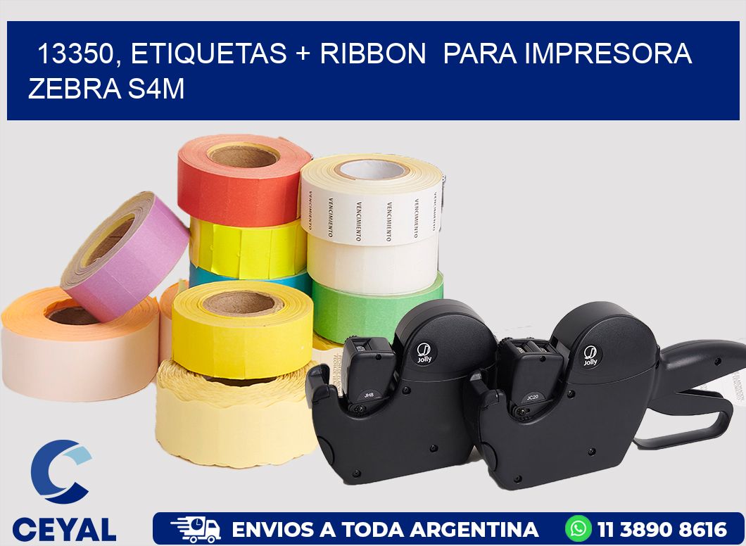 13350, etiquetas + ribbon para impresora zebra S4M