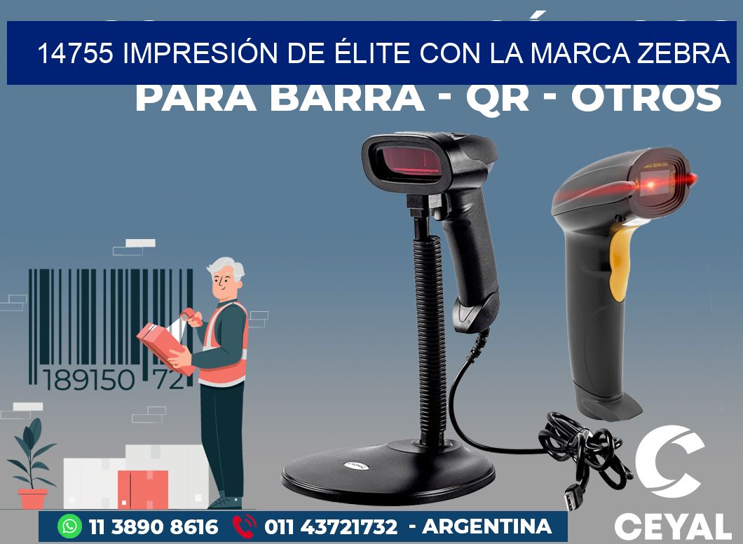14755 IMPRESIÓN DE ÉLITE CON LA MARCA ZEBRA