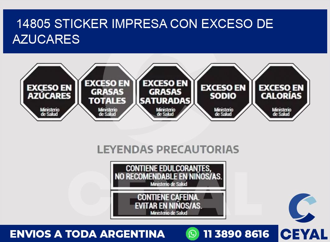 14805 STICKER IMPRESA CON EXCESO DE AZUCARES