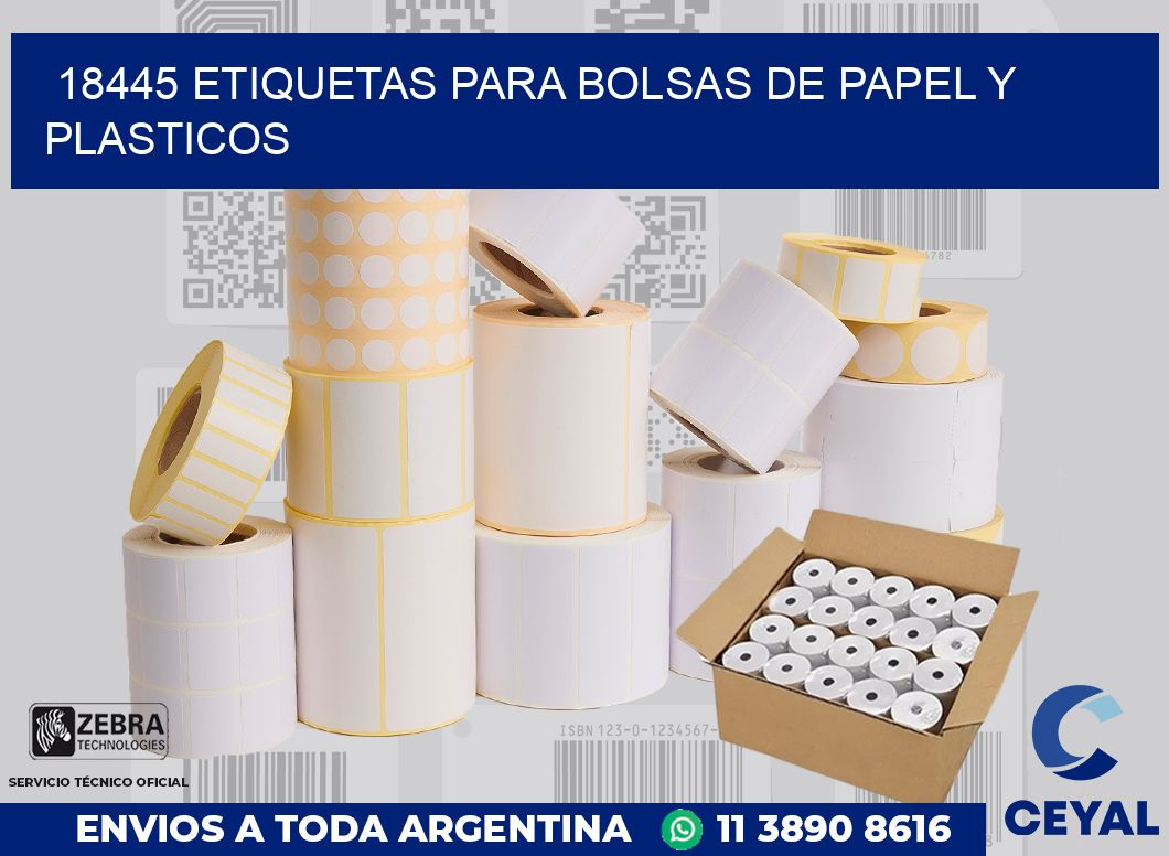 18445 ETIQUETAS PARA BOLSAS DE PAPEL Y PLASTICOS