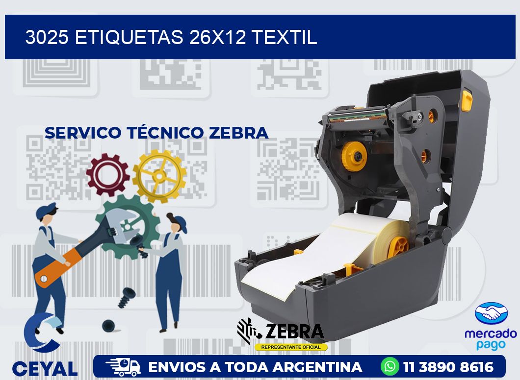 3025 ETIQUETAS 26X12 TEXTIL