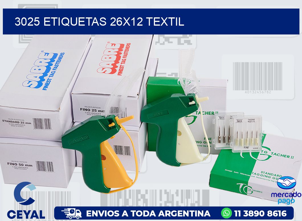 3025 ETIQUETAS 26X12 TEXTIL