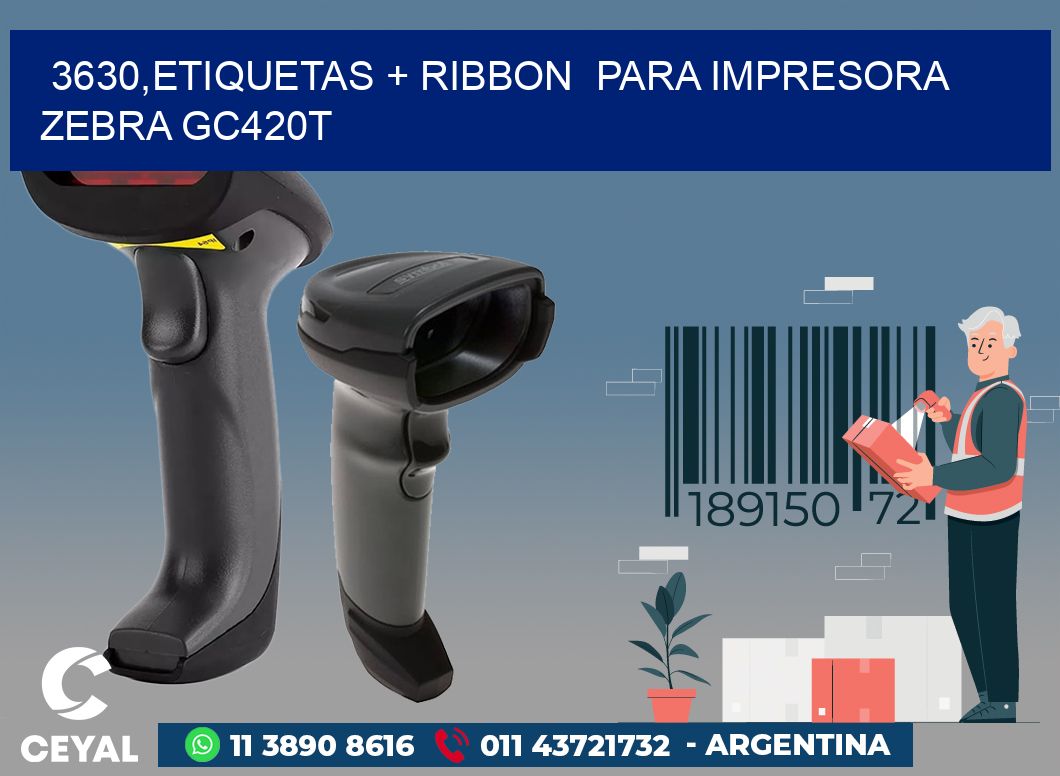 3630,etiquetas + ribbon para impresora zebra GC420T