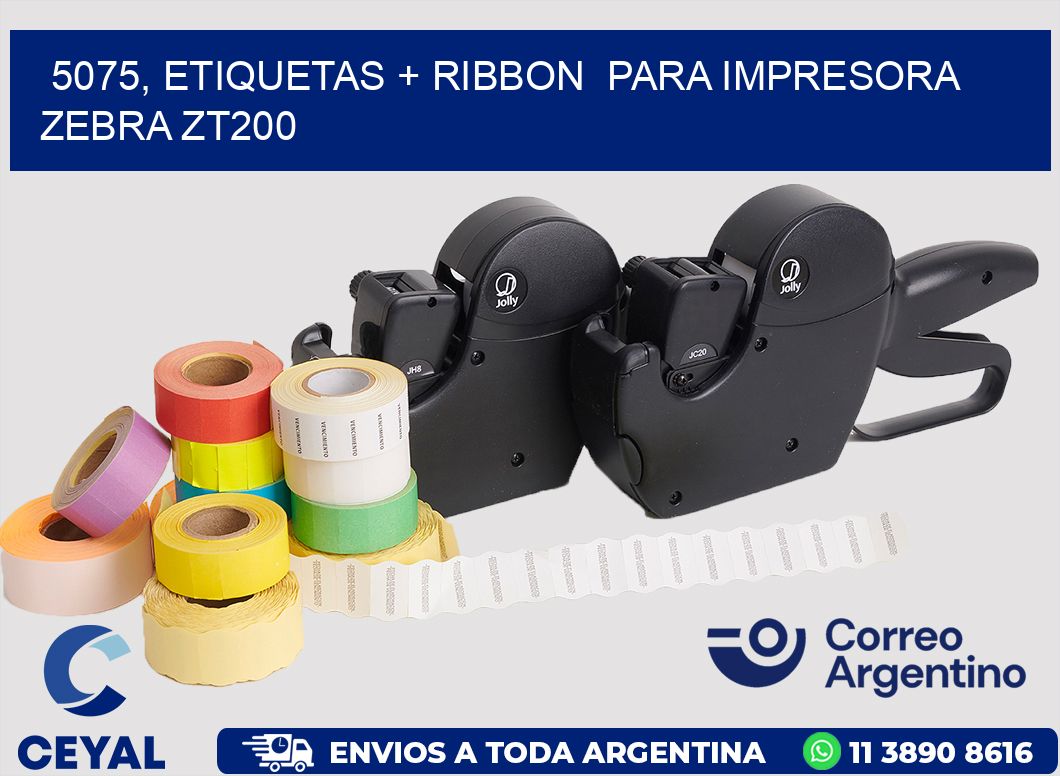 5075, etiquetas + ribbon para impresora zebra ZT200