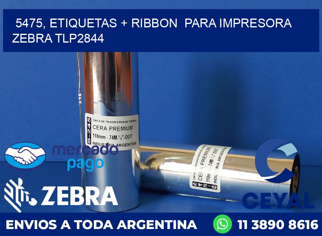 5475, etiquetas + ribbon para impresora zebra TLP2844
