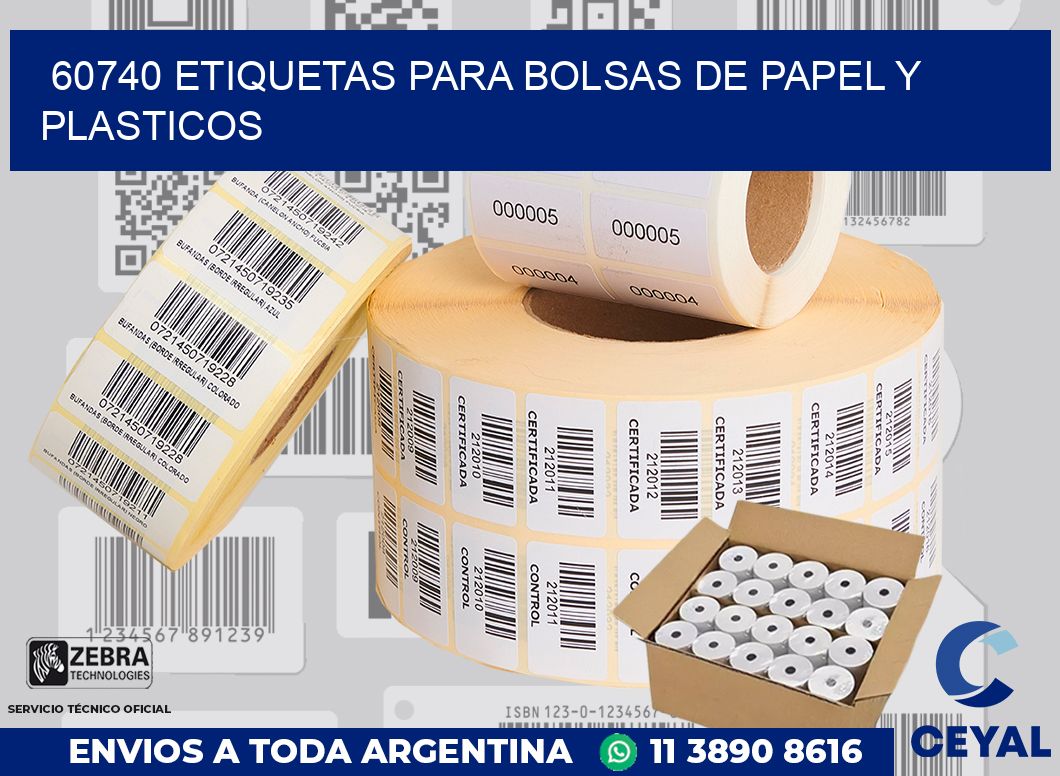 60740 ETIQUETAS PARA BOLSAS DE PAPEL Y PLASTICOS