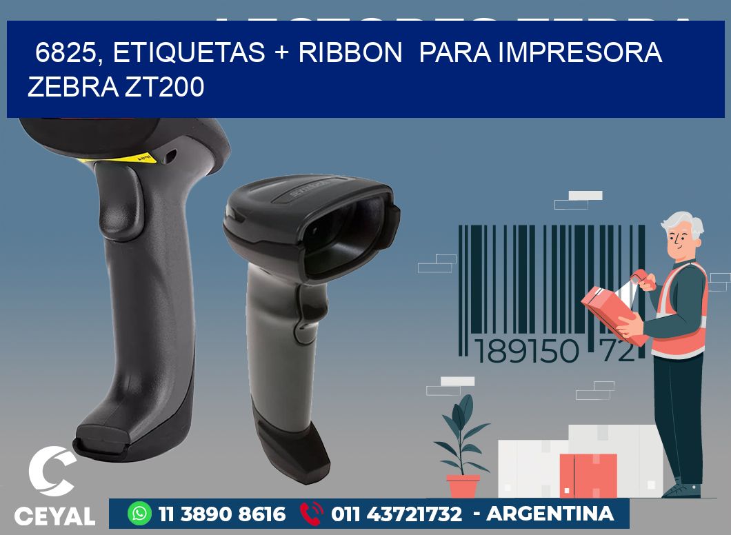 6825, etiquetas + ribbon  para impresora zebra ZT200