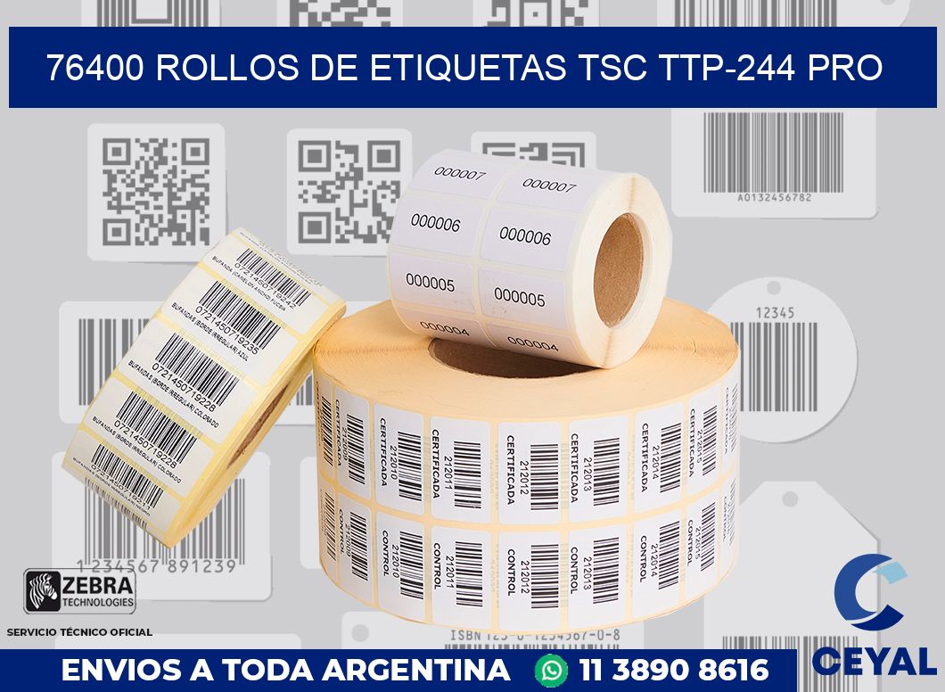 76400 ROLLOS DE ETIQUETAS TSC TTP-244 PRO