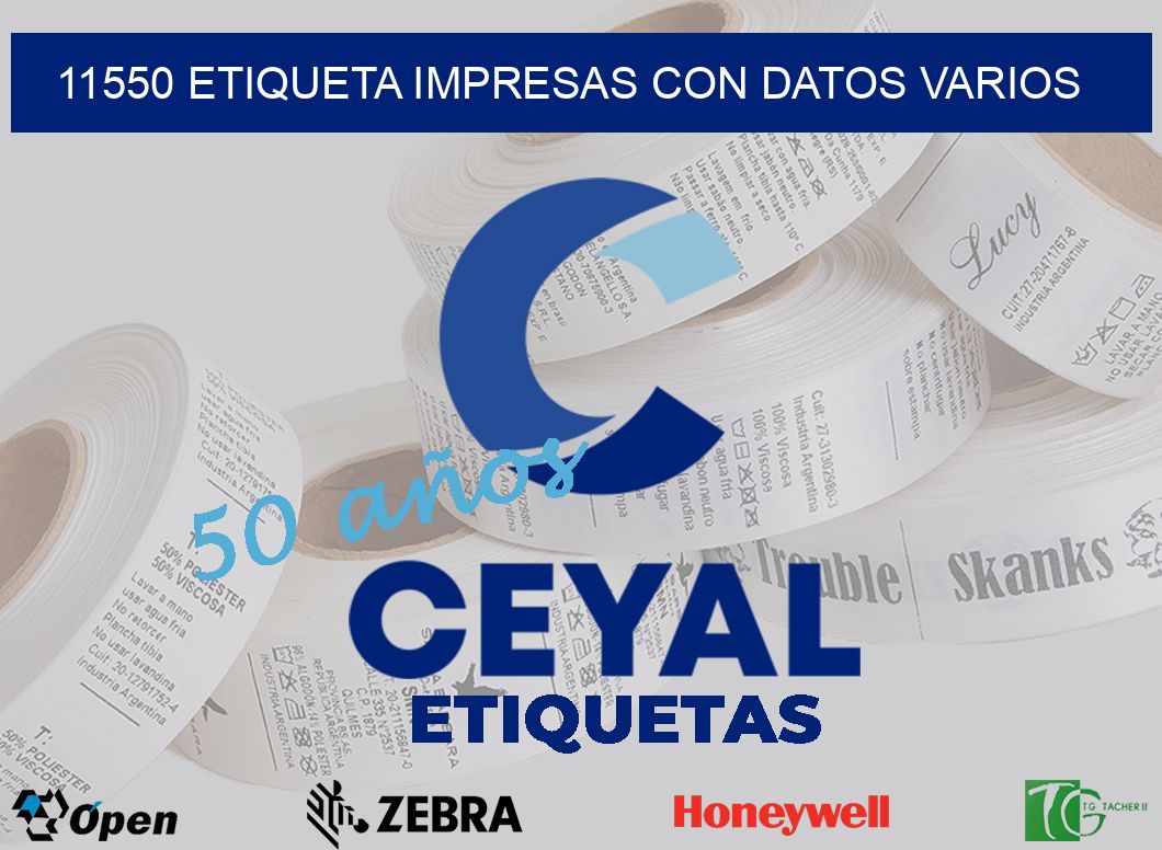 11550 ETIQUETA IMPRESAS CON DATOS VARIOS