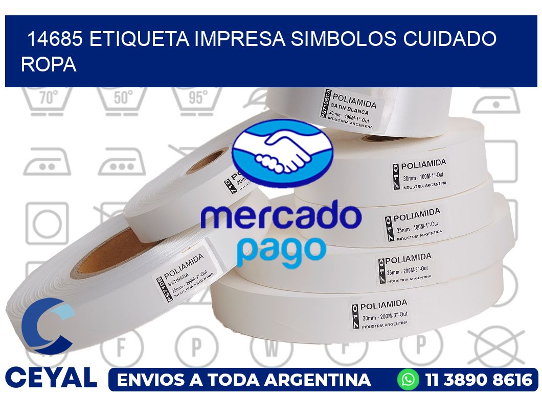 14685 ETIQUETA IMPRESA SIMBOLOS CUIDADO ROPA