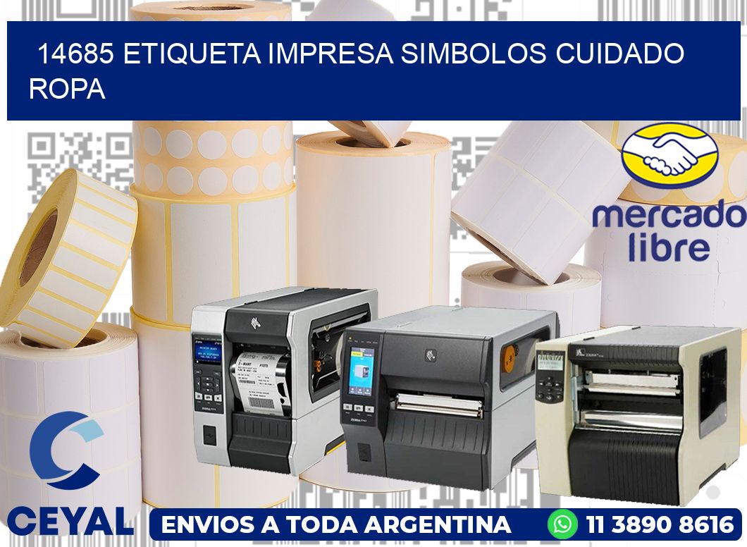 14685 ETIQUETA IMPRESA SIMBOLOS CUIDADO ROPA