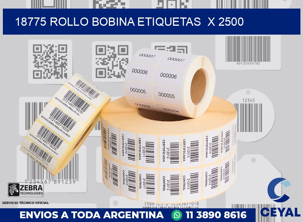 18775 Rollo bobina etiquetas x 2500